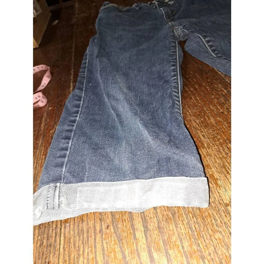 Size 6 Levis Denim Blue Jean Shorts  Bermuda Long Cuffed Leg